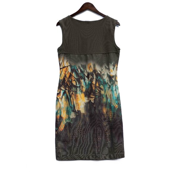 Vtg Betty Barclay Knit Midi Dress M Abstract Feather Print Sleeveless Pullover - Picture 2 of 5